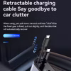 Fast Charging Car Phone Station Charger 4 in 1 LED Digital Display Retractable 2 Cables Type C PD Quick Adapter - Image 4